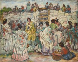 Manolas Outside The Bullring by Francisco Iturrino Gonzalez