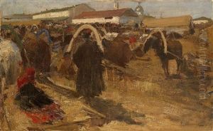 Market Place In Nizhny Novgorod by Mikhail Filippovich Ivanov