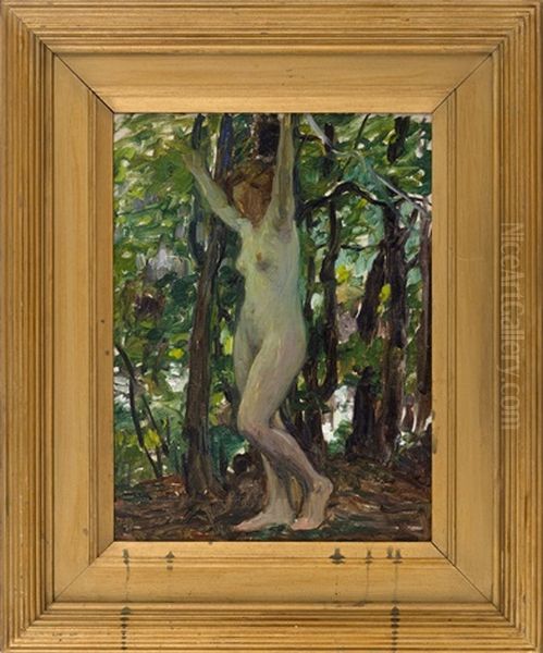 Standing Female Nude In A Forest - view 1