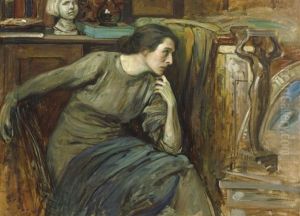 Die Bildhauerin Caroline Peddle Ball In Ihrem Atelier In Westfield, New Jersey by Sigismund Ivanowski