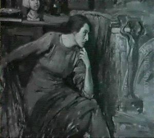 The Sculptress Caroline Ball Contemplating A Bronze by Sigismund Ivanowski
