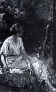Woman In The Garden by Sigismund Ivanowski
