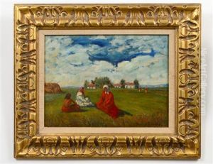 Village Scene by Bela Ivanyi Gruenwald