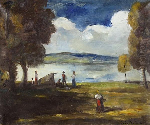 Andscape With Gypsies By A River - view 1