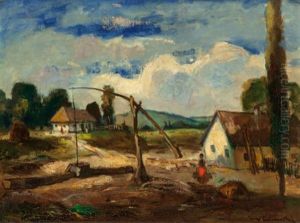 Village Scene by Bela Ivanyi Gruenwald