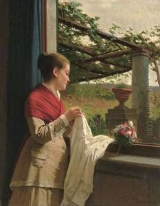 Meisje Aan Het Raam by Cesare Bartolena