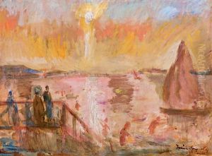 Sailing Boat On Lake Balaton by Bela Ivanyi Gruenwald