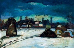 Village End In Winter (kecskemet) by Bela Ivanyi Gruenwald