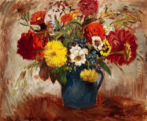 Still-life Of Flowers With Blue Vase - view 1