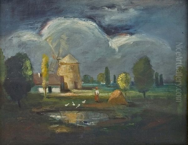Rural Landscape With Windmill - view 1