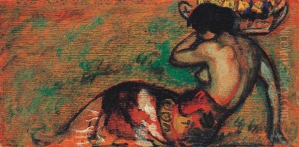Girl With Fruit Basket - view 1