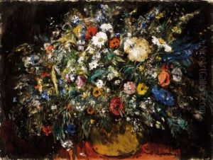 Viragcsendelet (still Life Of Flowers) by Bela Ivanyi Gruenwald