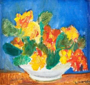 Blomsterstilleben I Rott Och Gult Blomsterstilleben I Rott Och Gult