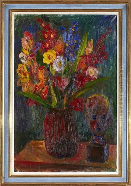 Blommor - Stilleben Med Blommor I Vas Samt Byst - view 1