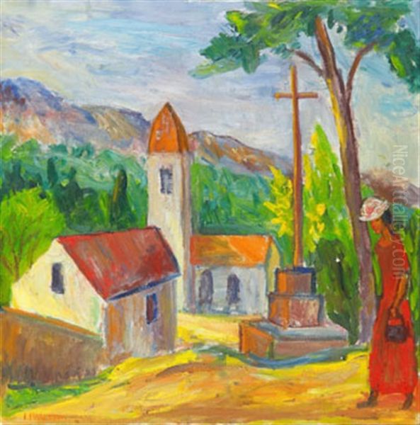 Fiesole - Kvinna I Sydlandskt Landskap - view 1