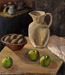 Stilleben Med Kanna Och Applen by Ivan Ivarson