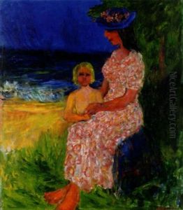 Mor Och Barn Vid Havet, Stenungson by Ivan Ivarson