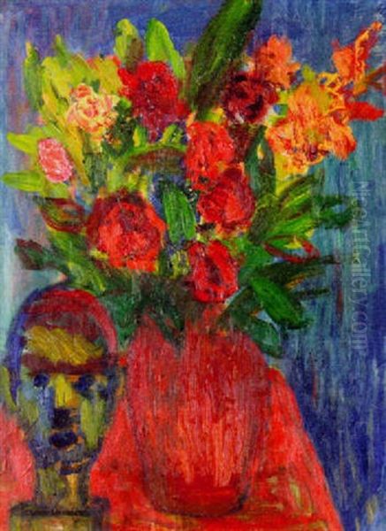 Sommarblomster Med Statyett - view 1