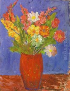 Blomsterstilleben I Rod Kruka by Ivan Ivarson