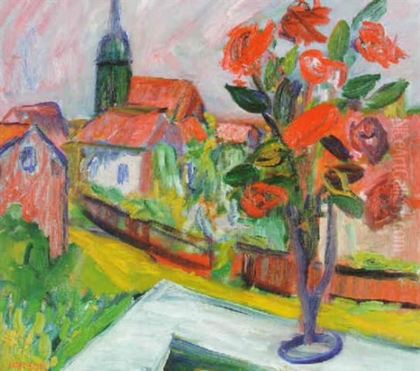 Stilleben Med Rosor Pa Balkong - view 1