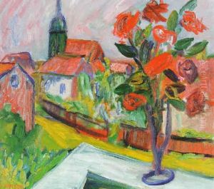 Stilleben Med Rosor Pa Balkong by Ivan Ivarson