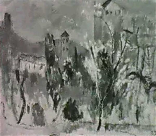 Sydlanskt Landskap Med Byggnader - view 1