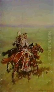 Two Mounted Cossacks by Mikolai Ivasiuk