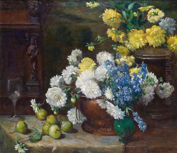 Blumenstuck Mit Astern Und Birnen - view 1
