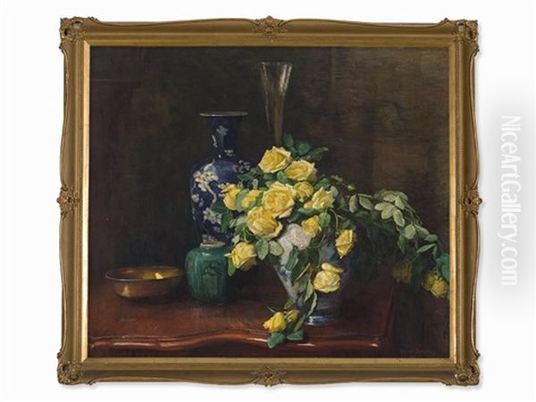 Vase With Yellow Roses - view 1