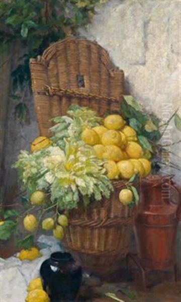 Groses Stillleben Mit Einem Zitronenkorb (+ Gartenlandschaft, Verso) - view 1