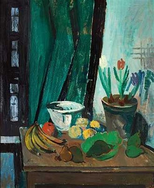 Opstilling Med Frugt Og Tulipaner - view 1