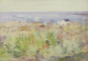 Bornholmsk Klippekyst Med Hus by Kraesten Iversen