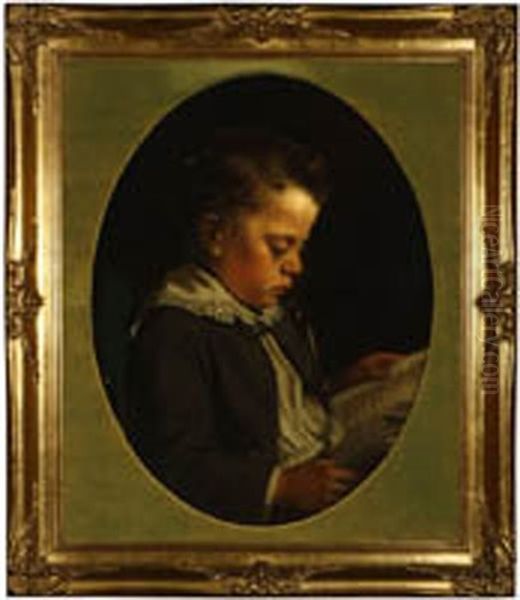 Portrait Of A Young Boy Reading - view 1