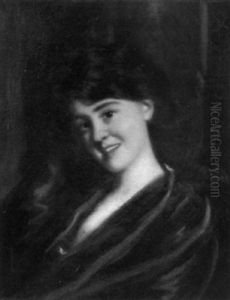 Portrait Of A Young Woman Before A Crimson Drape by Percy Ives