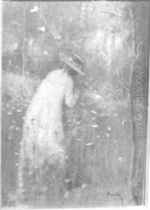 Woman Picking Flowers by Percy Ives