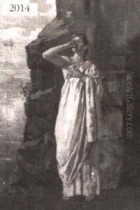 Lady Dressed In White In Landscape by Percy Ives