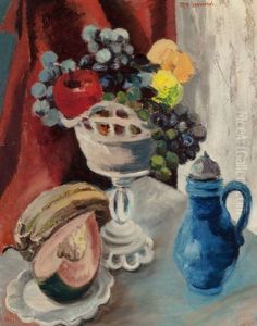 Still Life With Apples, Grapes And Melon