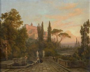 Blick Auf Die Villa D'este In Tivoli Bei Sonnenuntergang by Henry Jackel