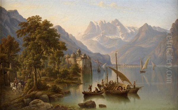 Der Genfer See Mit Blick Auf Chateau Chillon - view 1