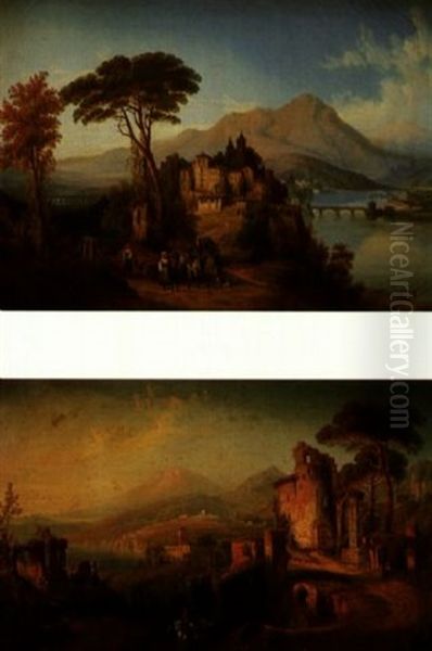 Paisaje Italianos Con Figuras (+ Another; Pair) - view 1