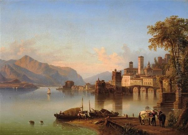 Am Gardasee. Blick Auf Eine Stadt Im Abendrot - view 1