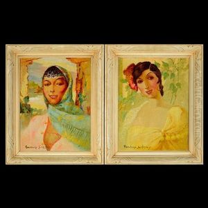 Girl Of Seville No. 8; Moor Girl No. 7 (2 Works) by Oscar Theodore Jackman