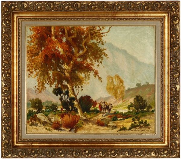 A Figure With Donkeys Under A Sycamore Tree - view 1