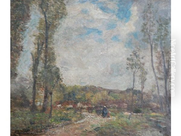 Montreuil Sur Mer Rural Scene With Figures On Path - view 1