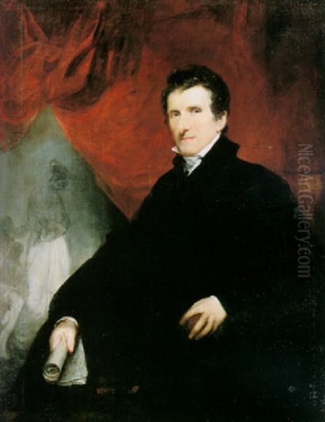 Portrait Of Antonio Canova Seated, A View Of His Studio Beyond - view 1