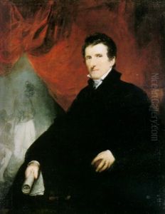 Portrait Of Antonio Canova Seated, A View Of His Studio Beyond by John Jackson