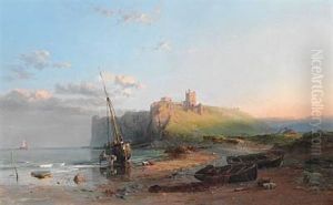 Ruins Of Dunstanborough Castle. A Calm Evening Ruins Of Dunstanborough Castle. A Calm Evening