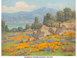 Coastal View With Poppies And Lupine