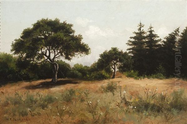 Trees And White Flowers In A Summer Landscape - view 1