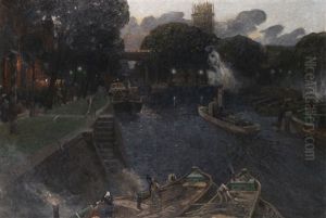 Hafenplatz Am Abend, Berlin by Julius Jacob the Younger